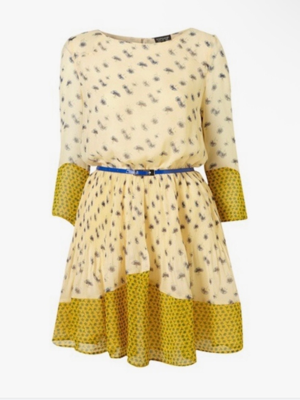 TOPSHOP Yellow Buttercream Flower Patch Dress Size 6